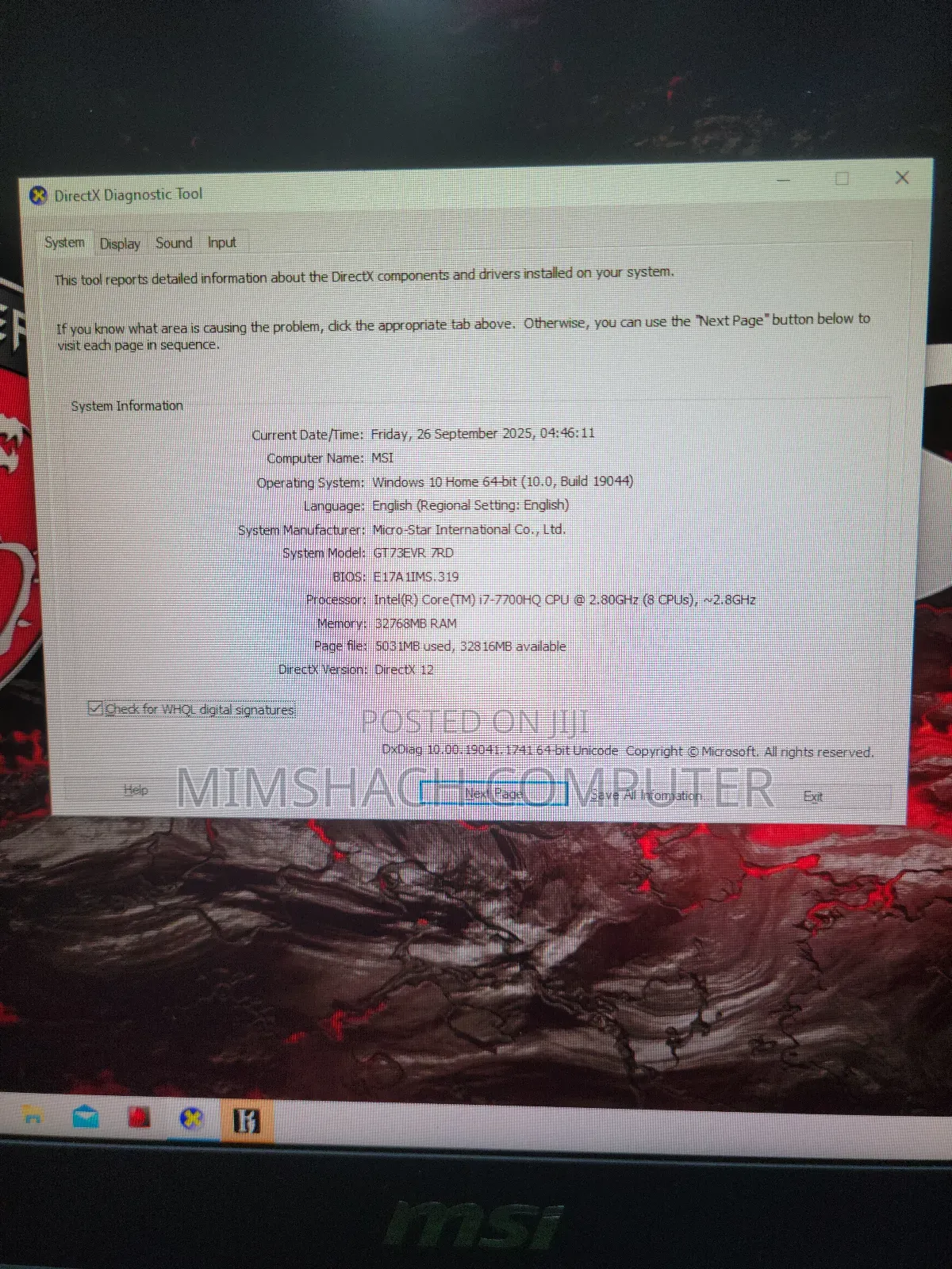 Laptop MSI GF72VR 7RF 32GB Intel Core I7 SSD 1T