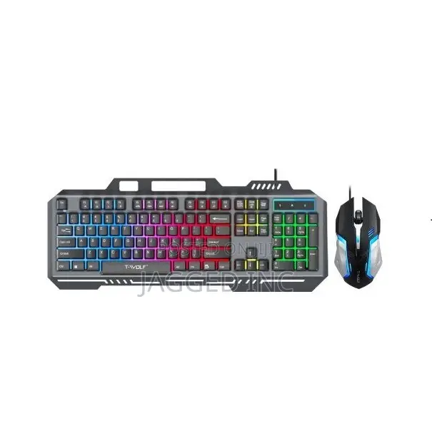 T-Wolf Tf600 Metal Panel RGB Illuminated Wired Keyboard and Mouse
