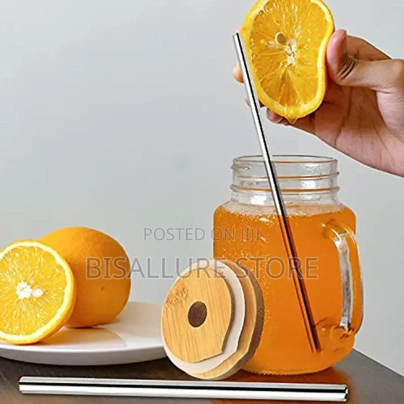 Glass Cup With Straw And Handle