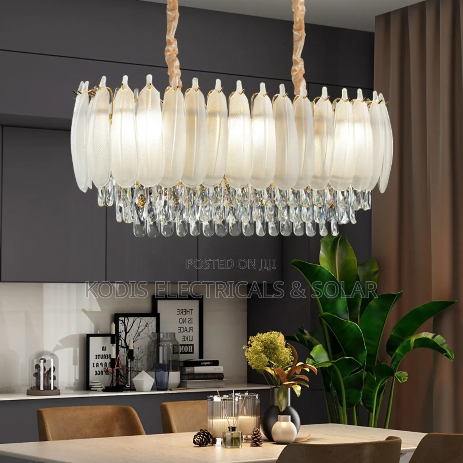 Feather Shaped Crystal Dining Lighting