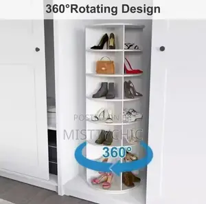 Spinning Shoe Rack White Free Standing 7 Tier Rotating