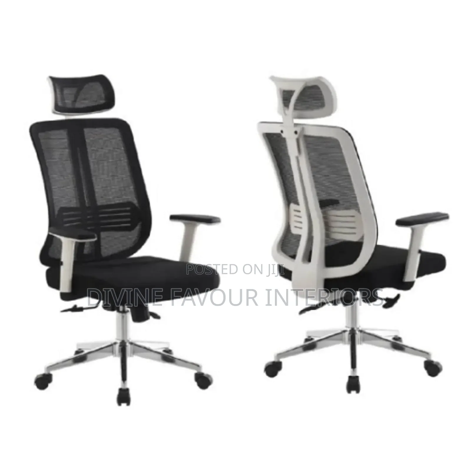 Butterfly Adjustable Armrest Executive Mesh Office Chair - White Back