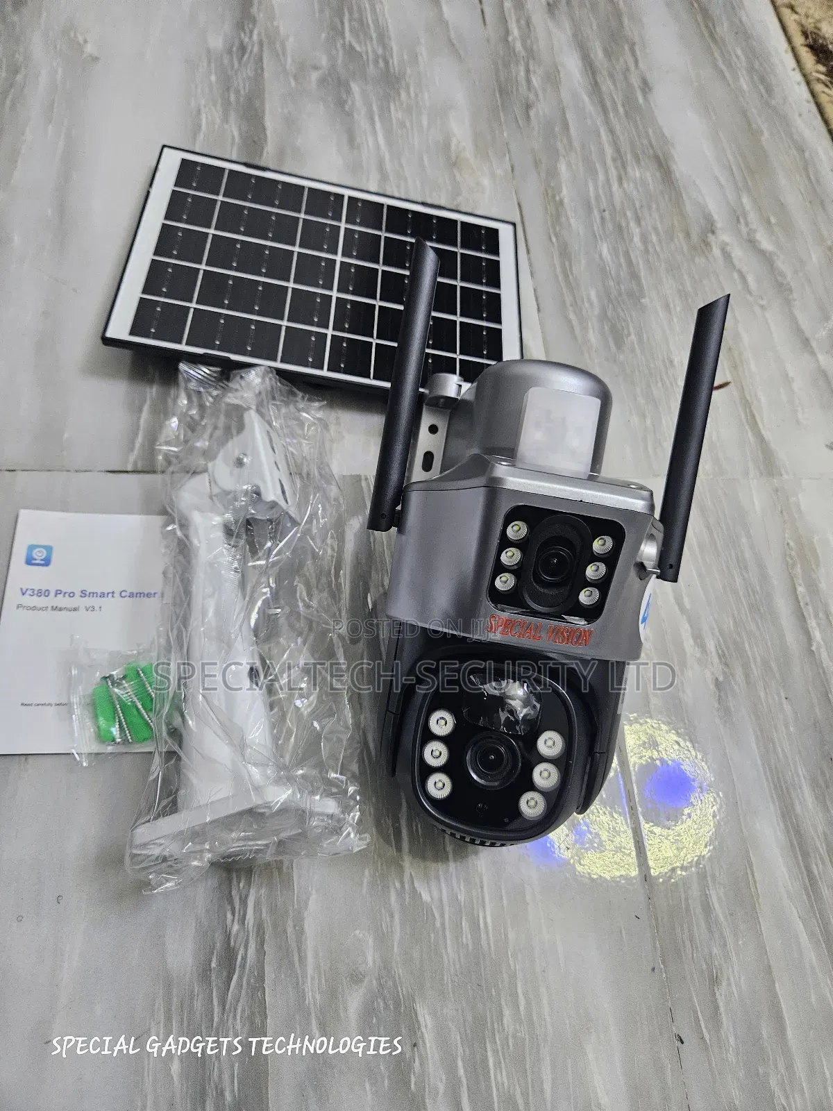 V380 Pro Dual Lens Solar Camera 8mp