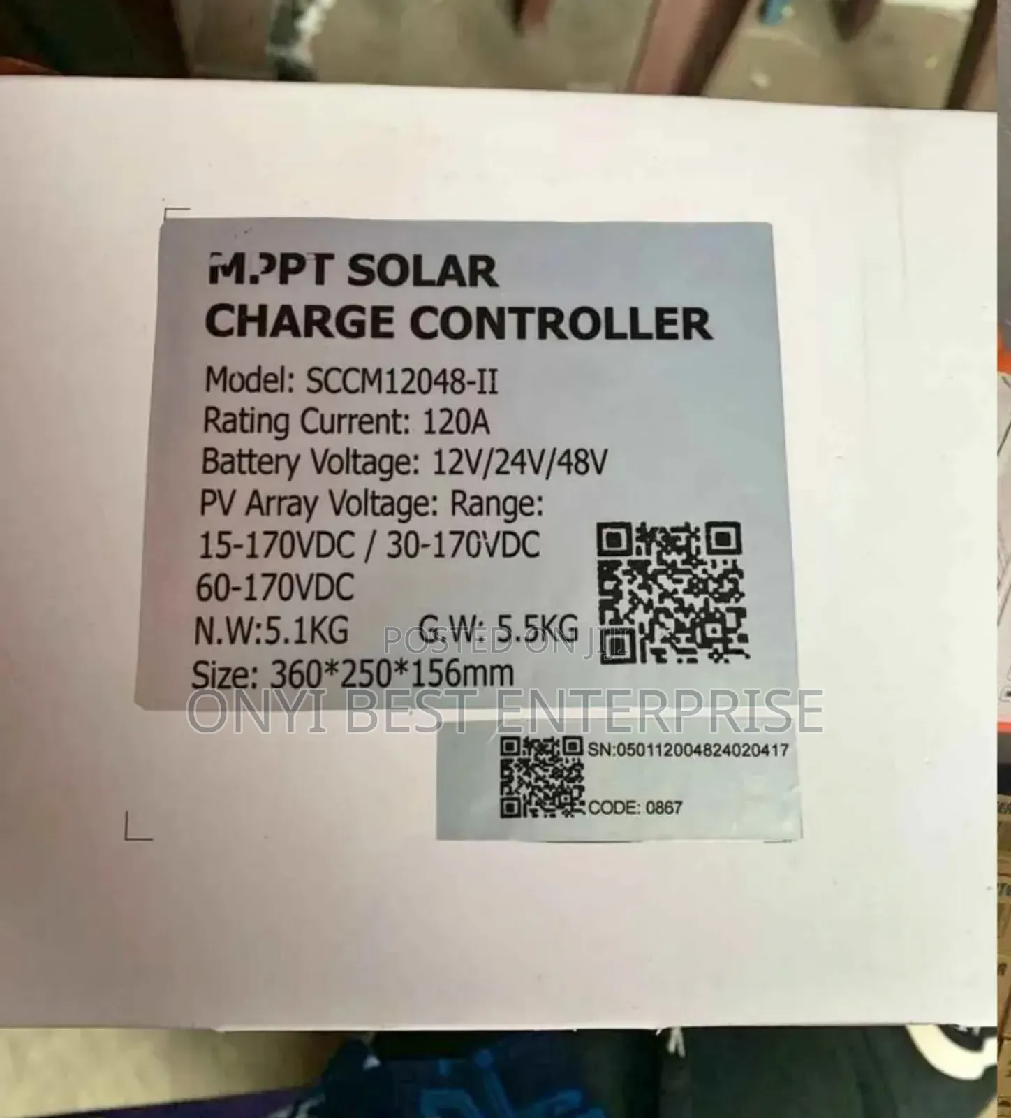Felicity Charger Controller MPPT 120ahms
