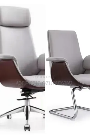Gray and Brown Swivel/Visitors Office Chair