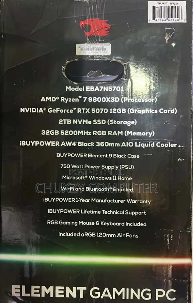 New Desktop Computer iBUYPOWER 32GB AMD Ryzen 7 SSD 2T