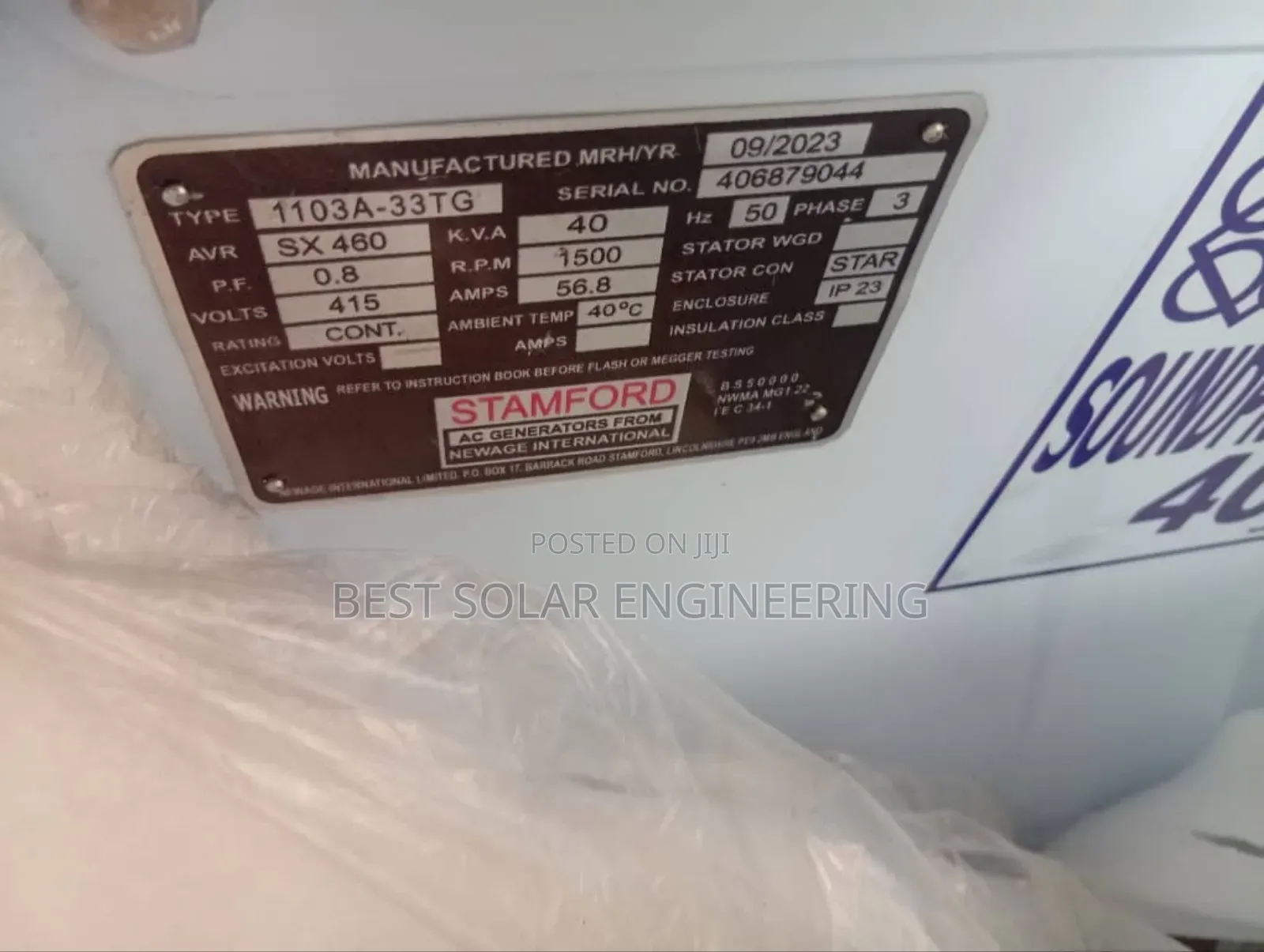 40kva Perkins Soundproof Generator, Copper Coil