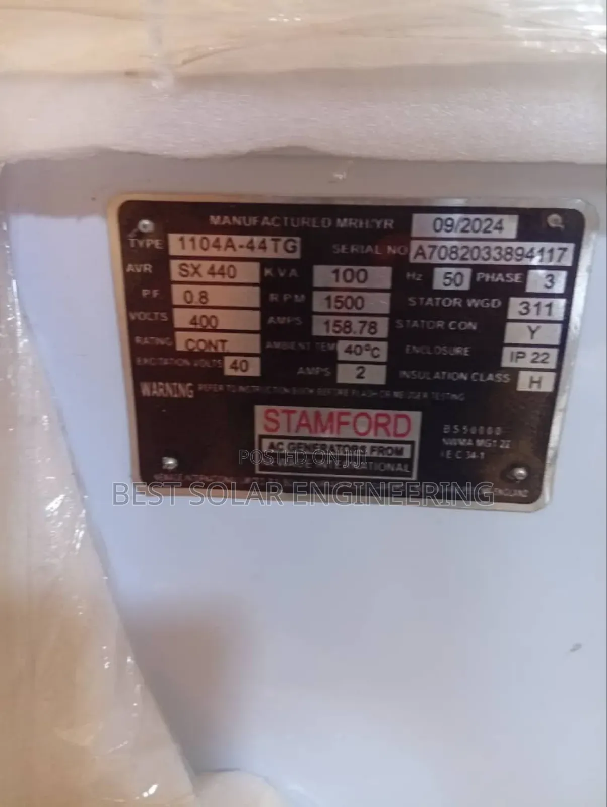 100kva Perkins Soundproof Generator, Copper Coil