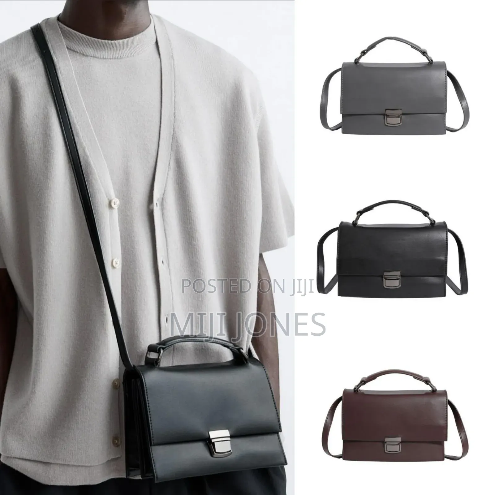 *Plain Leather Cross Body Bag*