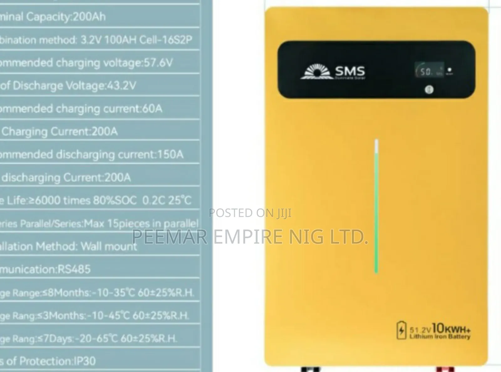 Original Solid SMS Lithium Battery,15kwrt Best Among All