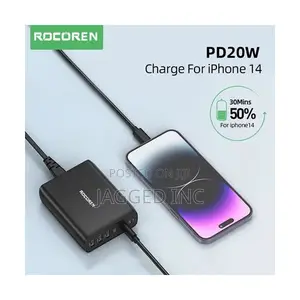 Rocoren Desktop Gan Charger 100w 6-in- 1 (3c+3a) (Ac Line 1.5m )