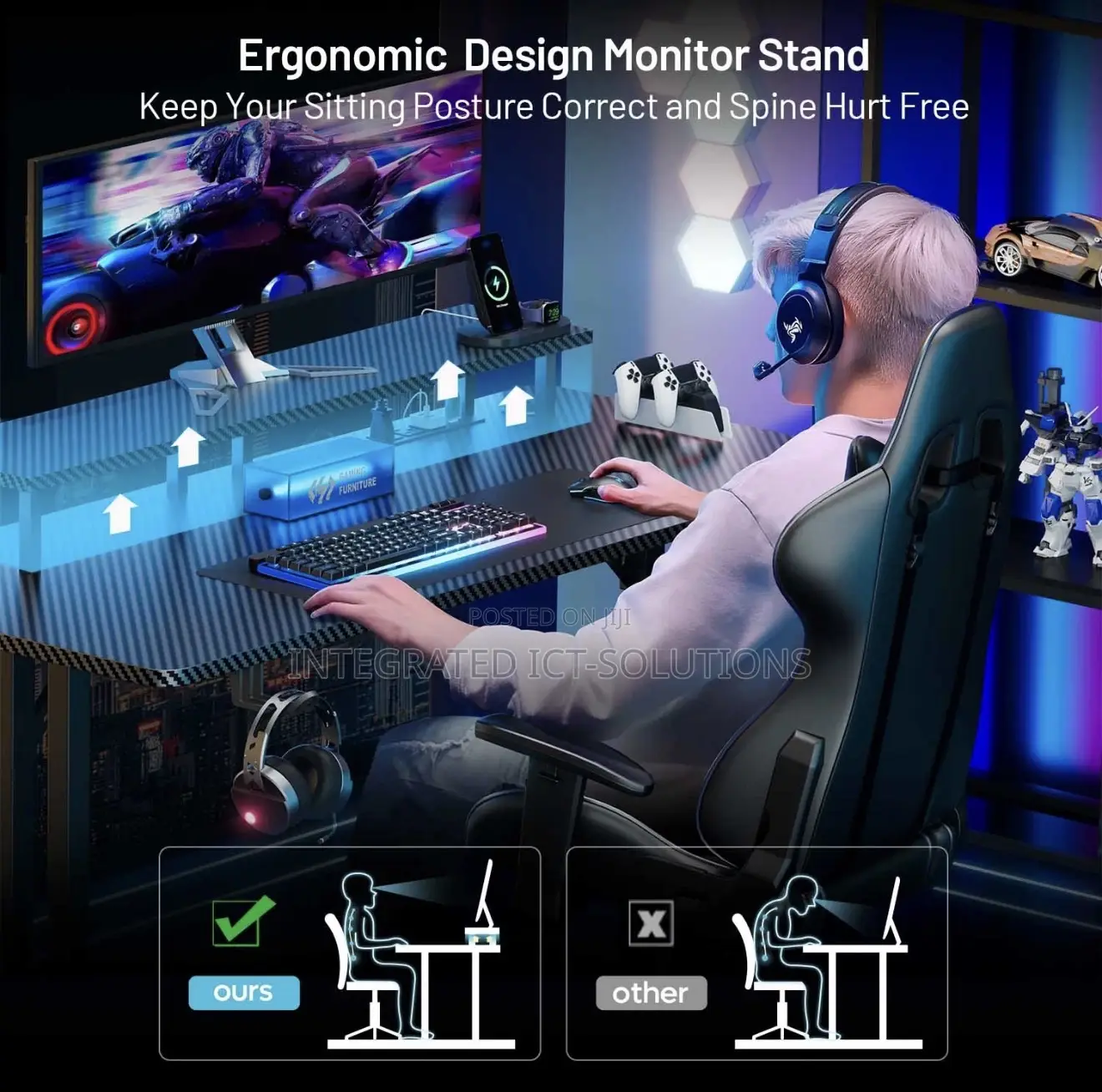 Gaming Table With Monitor Stand
