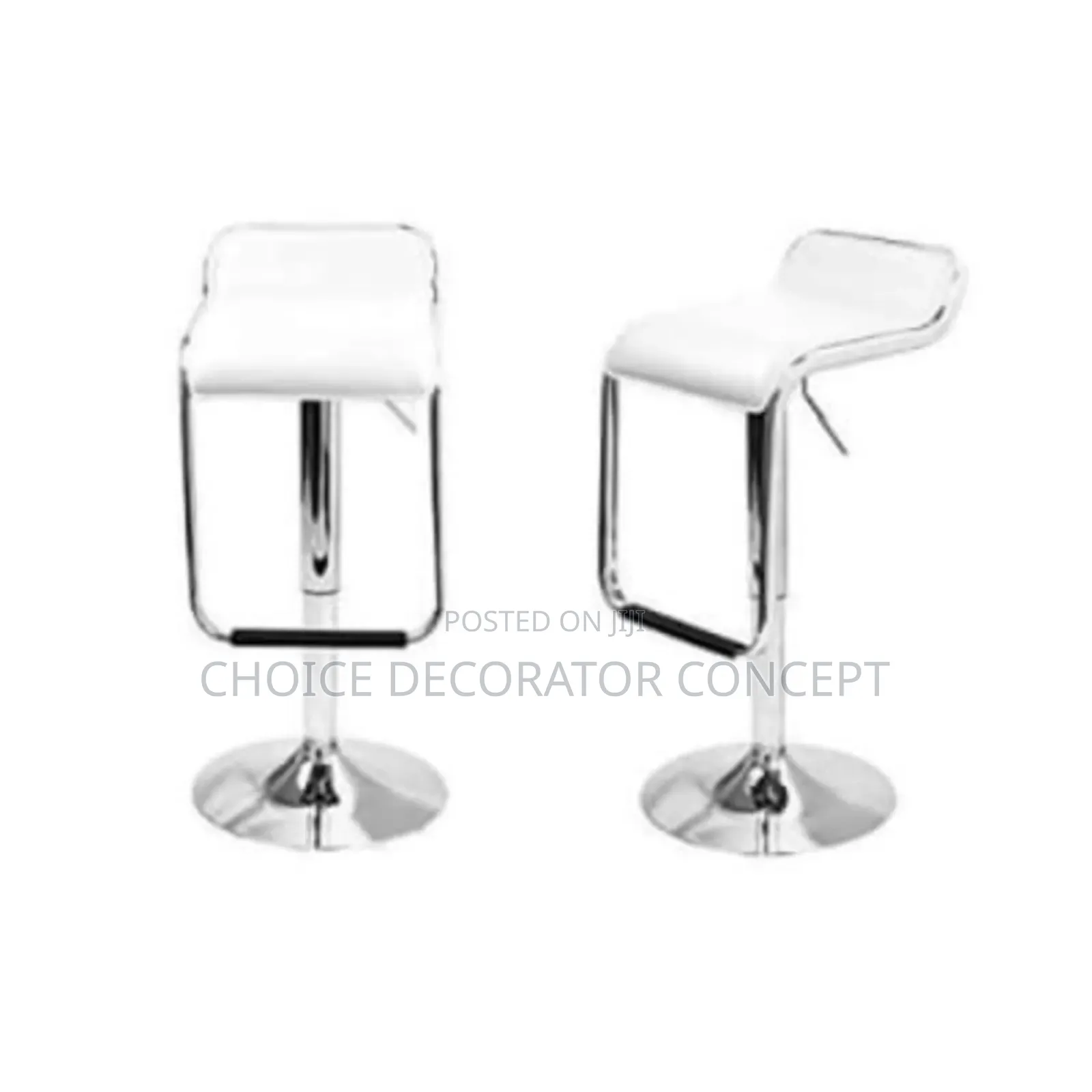 Adjustable Chrome Barstool- 2 PCS - White