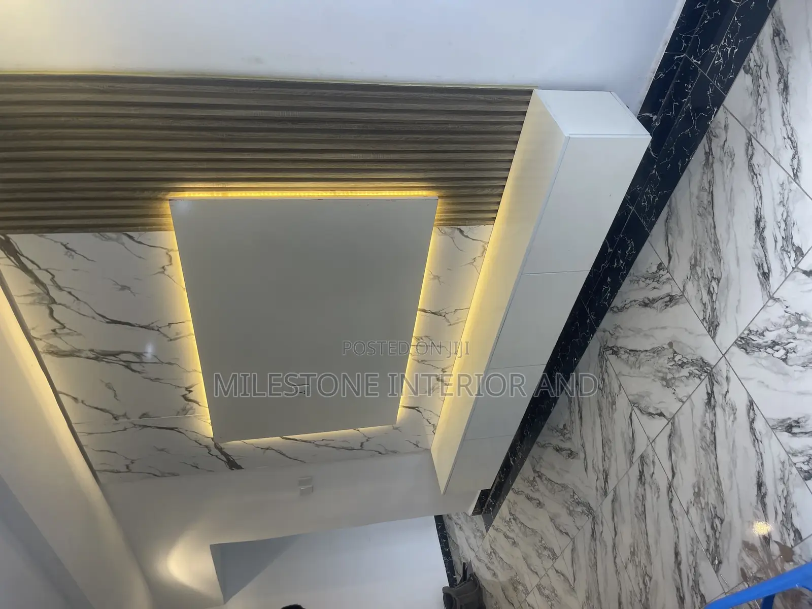 Stylish Luxe Tv Console With Side Flutter Panels Complimented Led