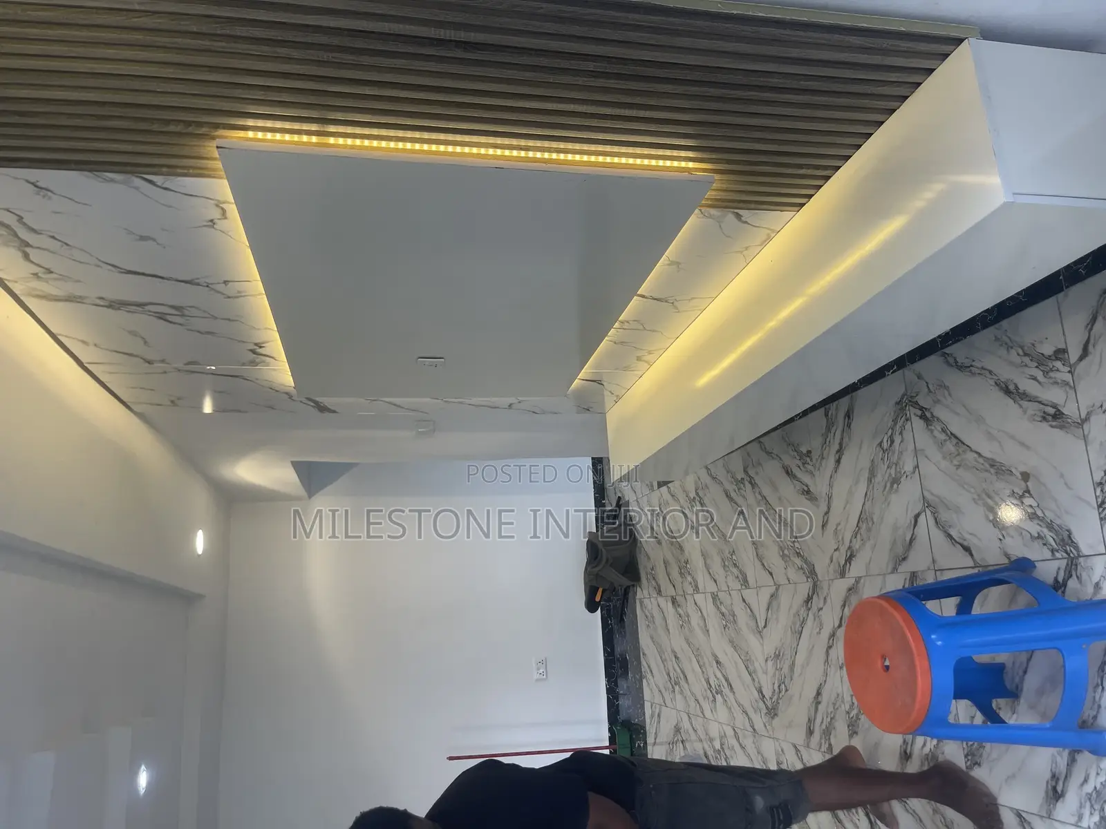 Stylish Luxe Tv Console With Side Flutter Panels Complimented Led