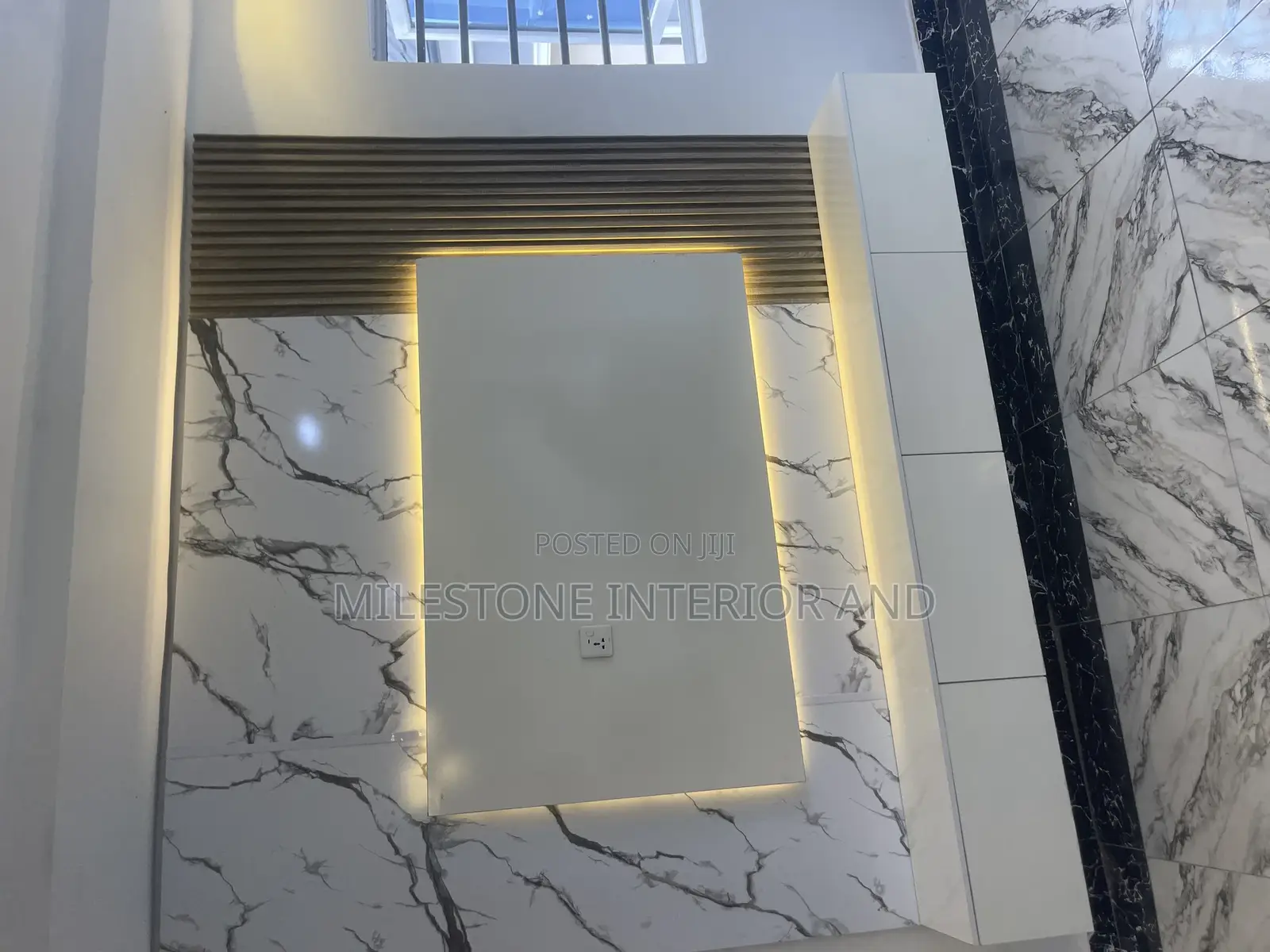 Stylish Luxe Tv Console With Side Flutter Panels Complimented Led