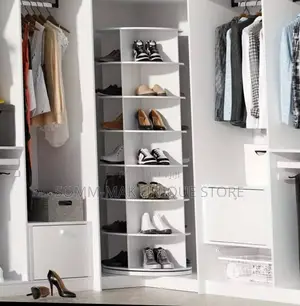Rotating Shoe Rack 7-Tier Wood, Holds 32 Pairs at 360°