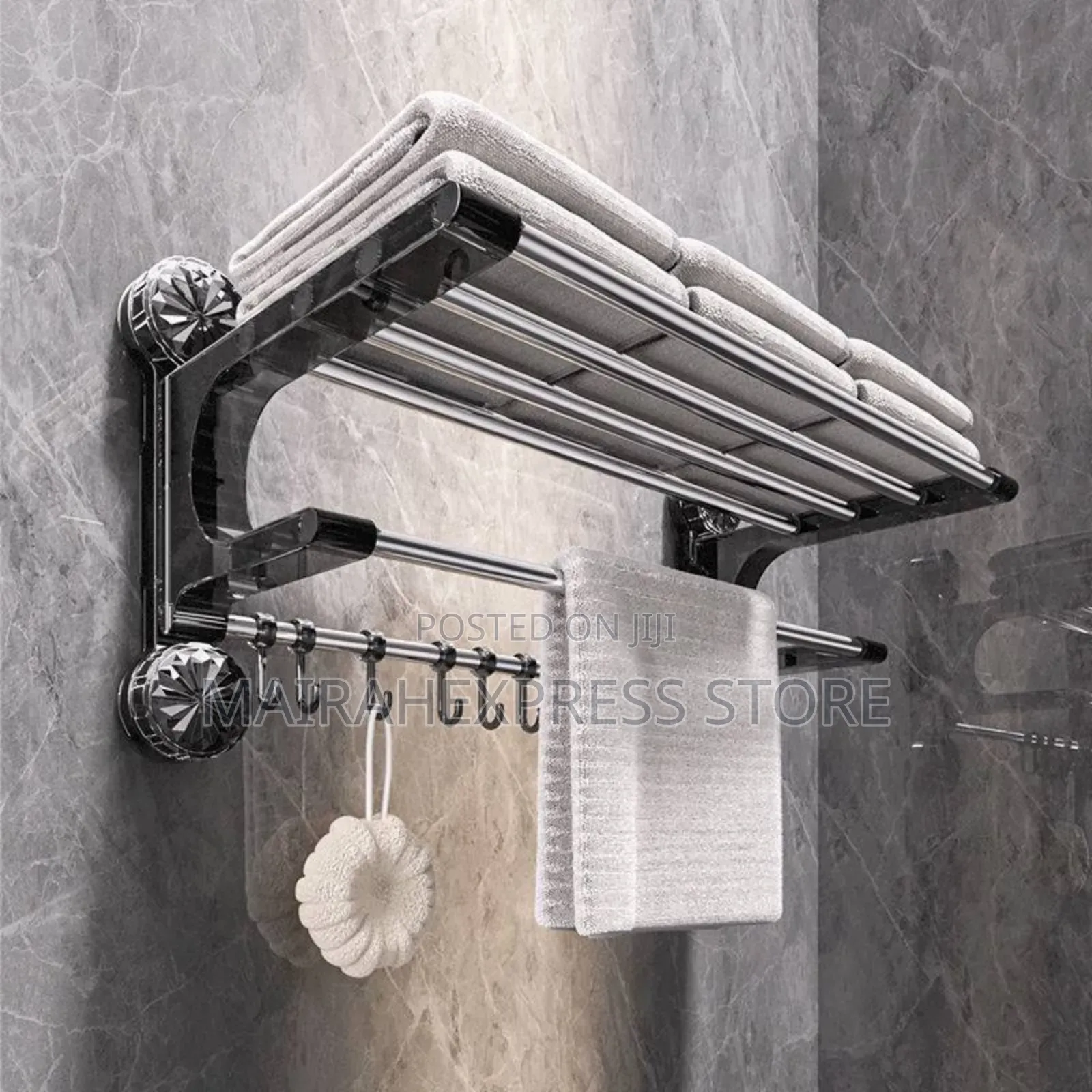 Multi Pole Bathroom Towel Drying Rack Punch Free (2st7)