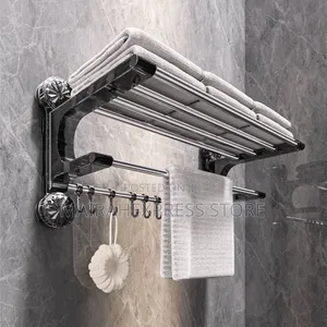 Multi Pole Bathroom Towel Drying Rack Punch Free (2st7)