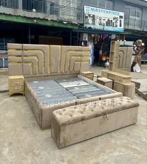 Outstanding Well Made Upholstery Set 6 by 6 Bedframe Wooden