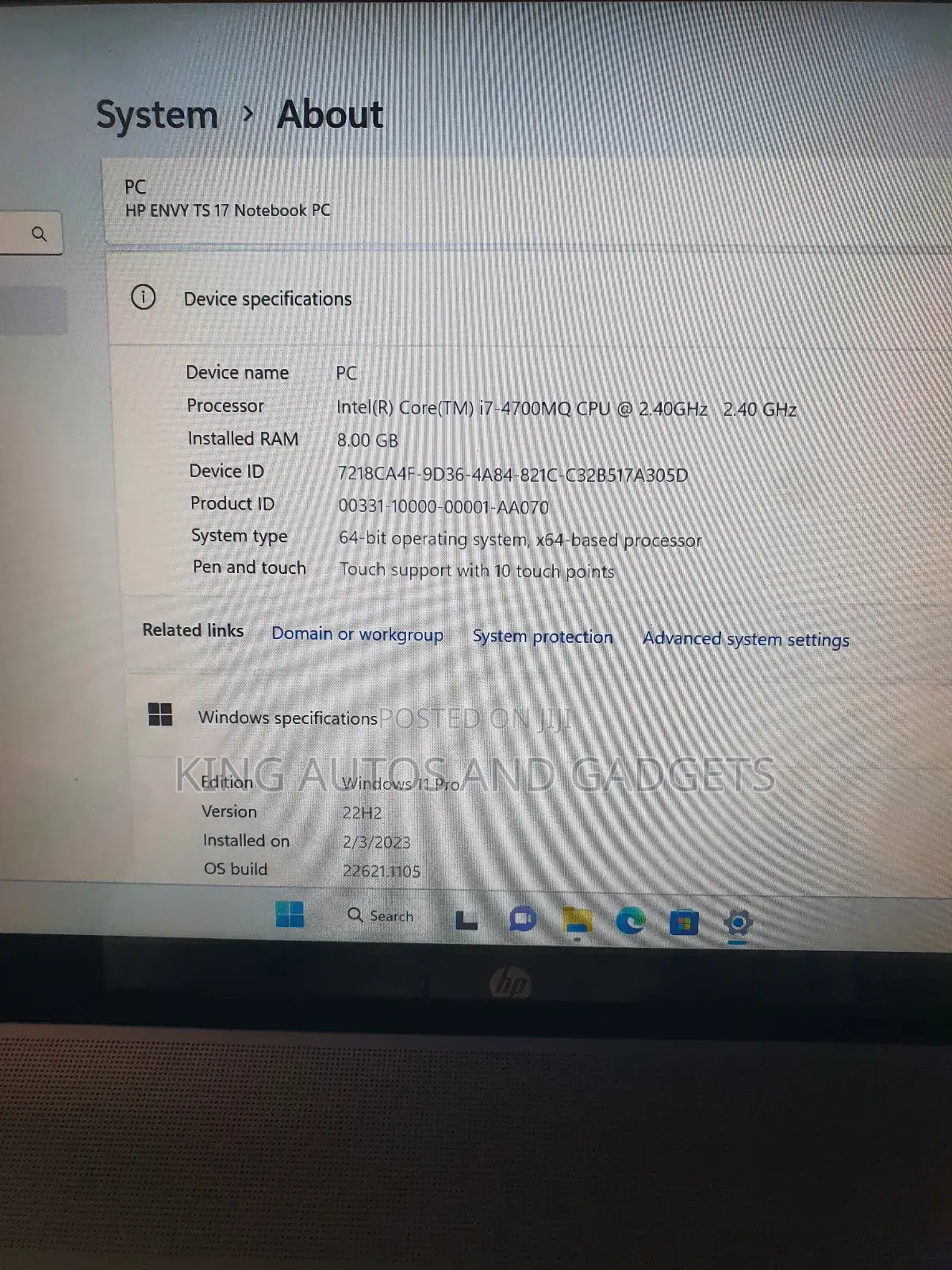 Laptop HP Envy 17t 8GB Intel Core I7 HDD 256GB