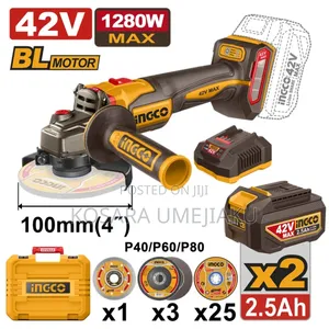 42v Ingco Cordless Angle Grinder 115mm (41⁄2)