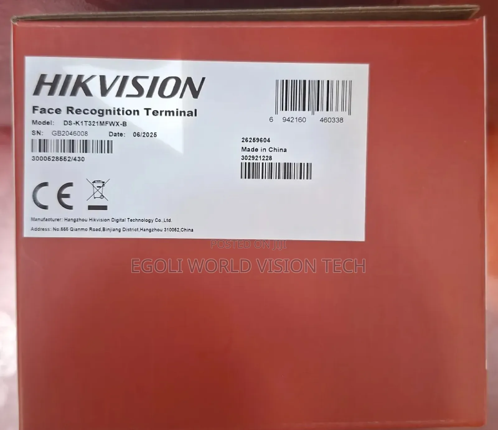 Hikvision Face Recognition Terminal Model:Ds-k1t321mfwx-b