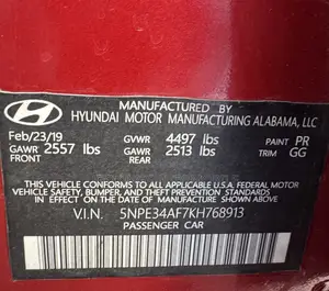 Hyundai Sonata SE 2019 Red