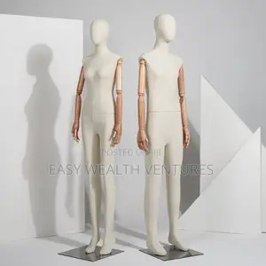 Fashion Fabric Full-Body Mannequin With Adjustable Wood Arms
