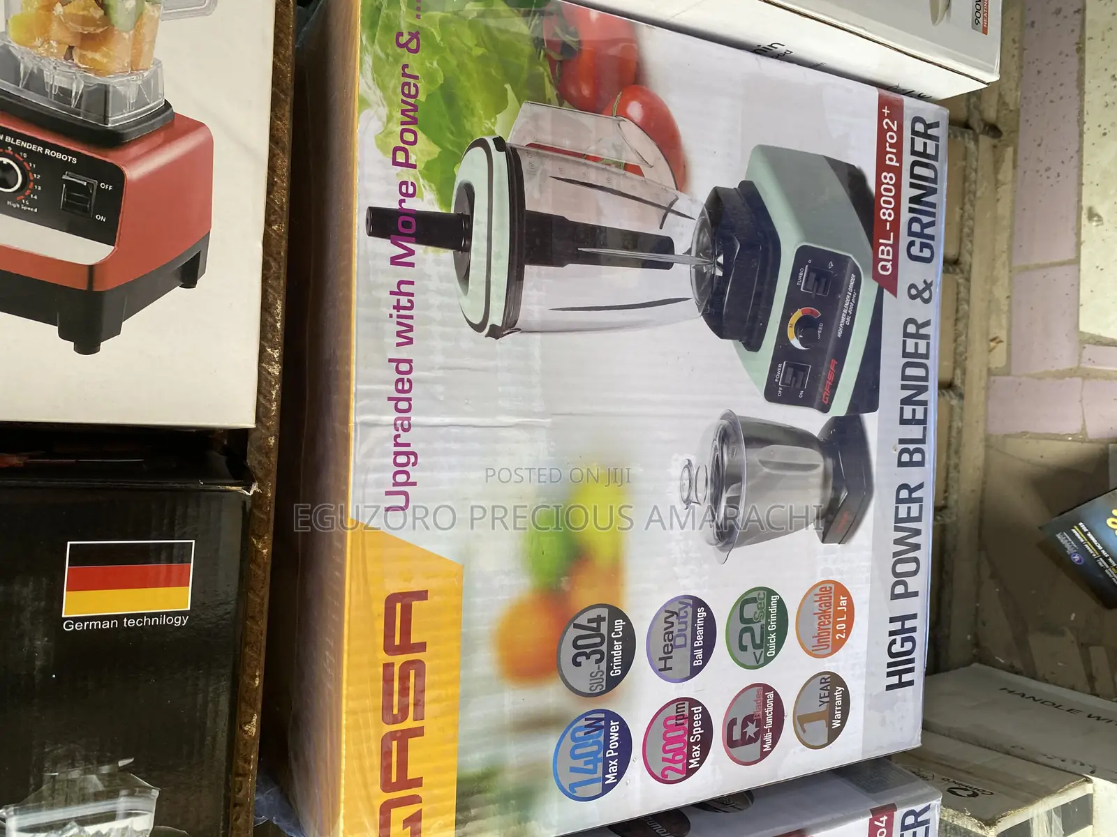Qasa High Speed Double Cup Blender With Stainless Grinder
