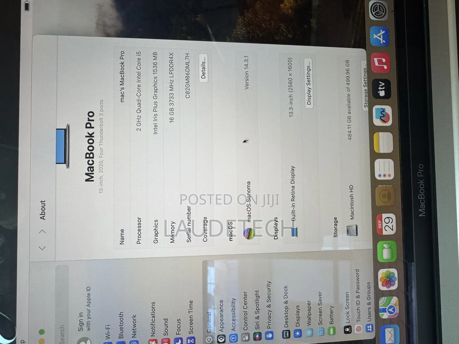 Laptop Apple MacBook Pro 2020 16GB Intel Core I5 SSD 512GB