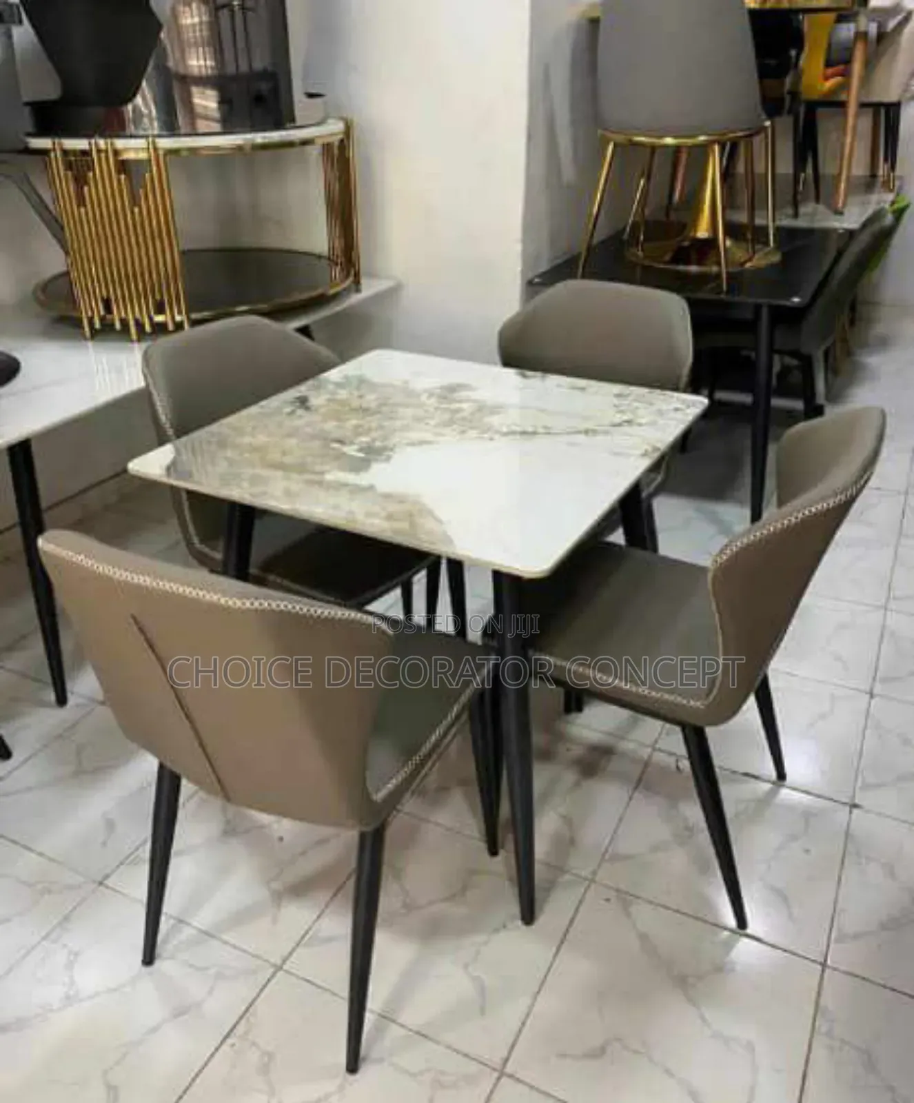 Modern Marble Dining Table Set – 4-Seater