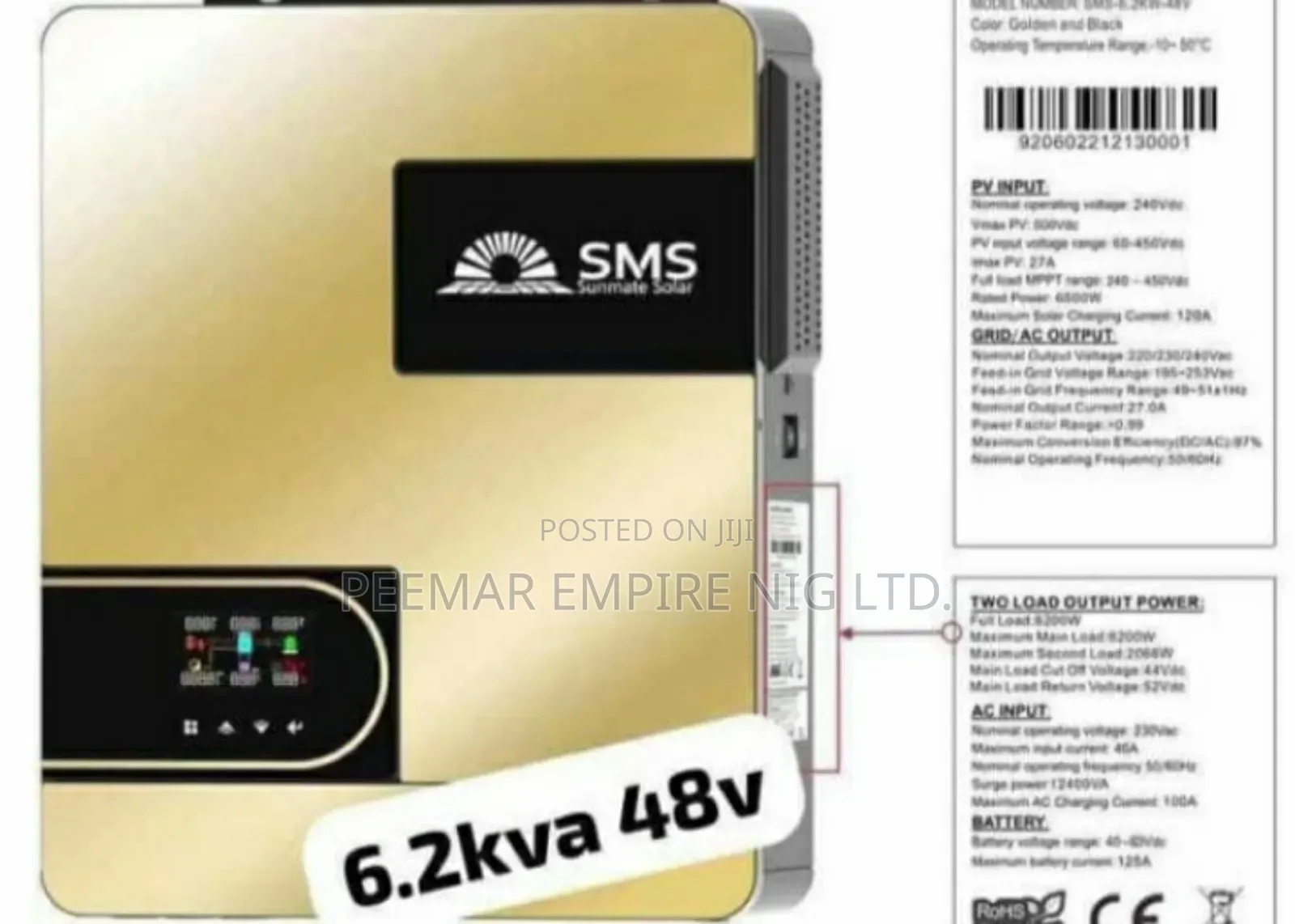 Original Solid 6.2kva SMS Inverter So Powerful,With One Year Warranty
