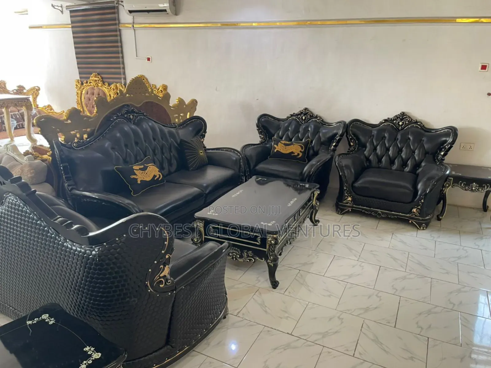 Elegance Egyptian Sofa With Center Table and Two Sides Stool