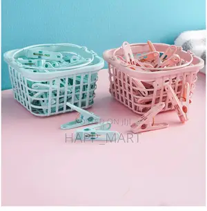 30-Pieces Cloth Clip With Storage Basket