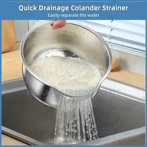 304 Stainless Steel Rice Washing Bowl With Slanted Colander