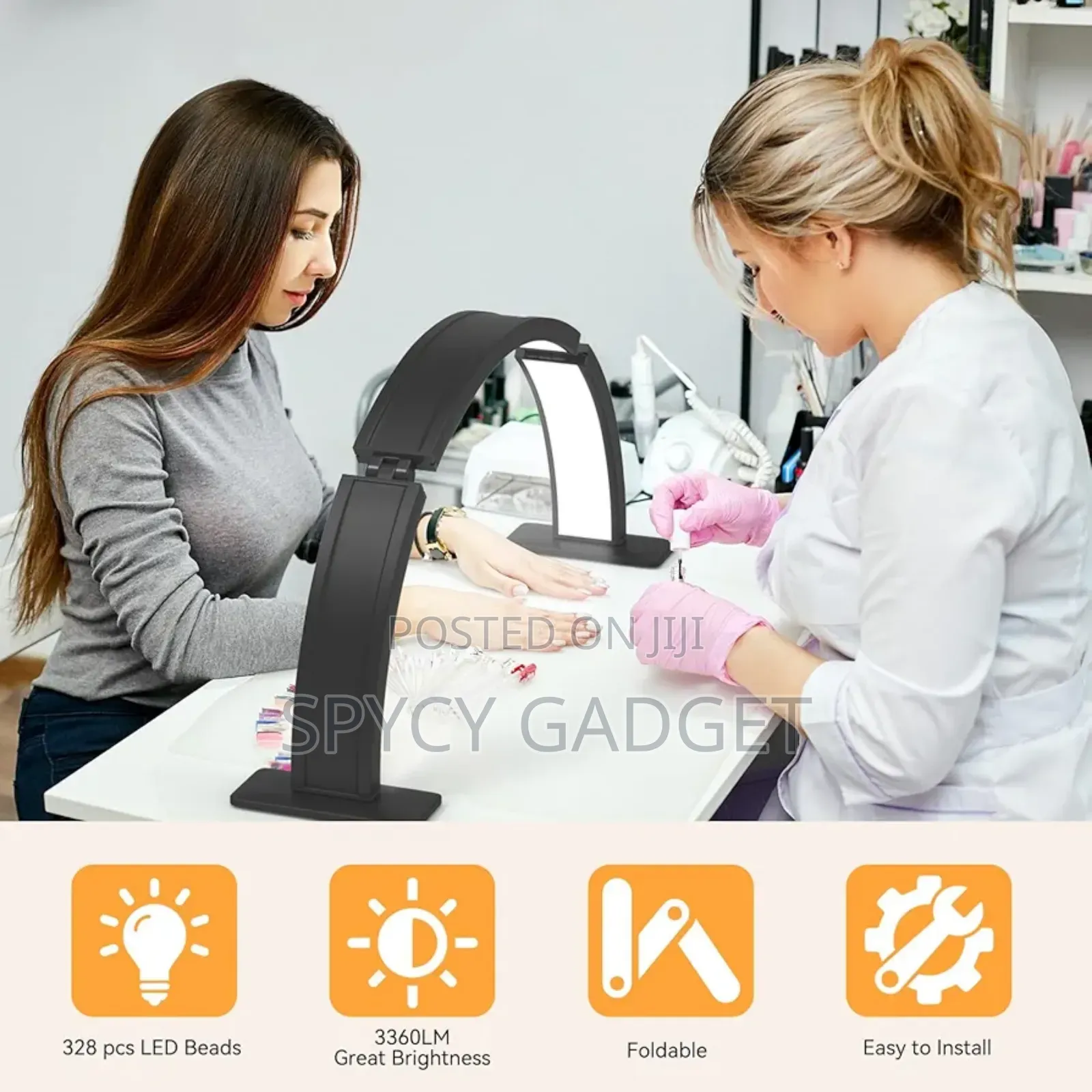 Desktop Foldable Half Moon Light For Manicure Nail Techs