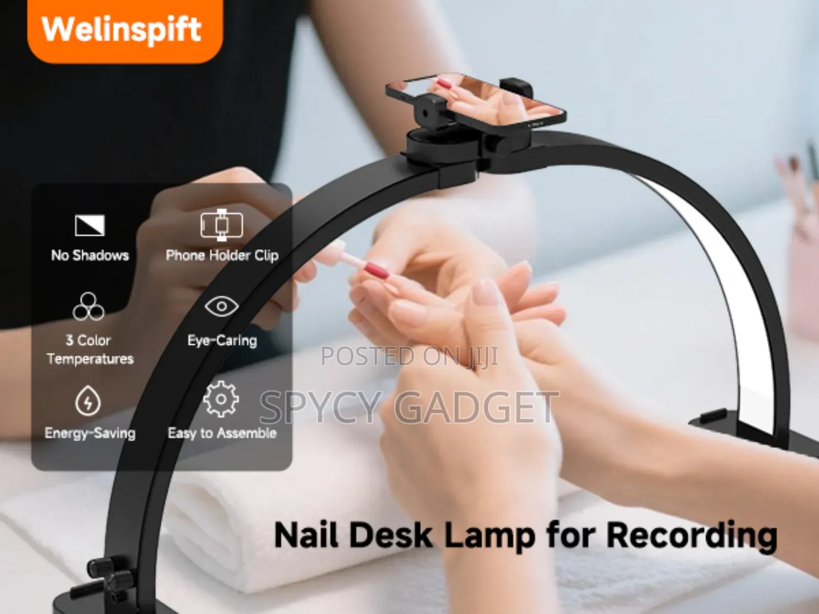 Desktop Foldable Half Moon Light For Manicure Nail Techs