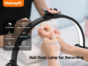 Desktop Foldable Half Moon Light For Manicure Nail Techs