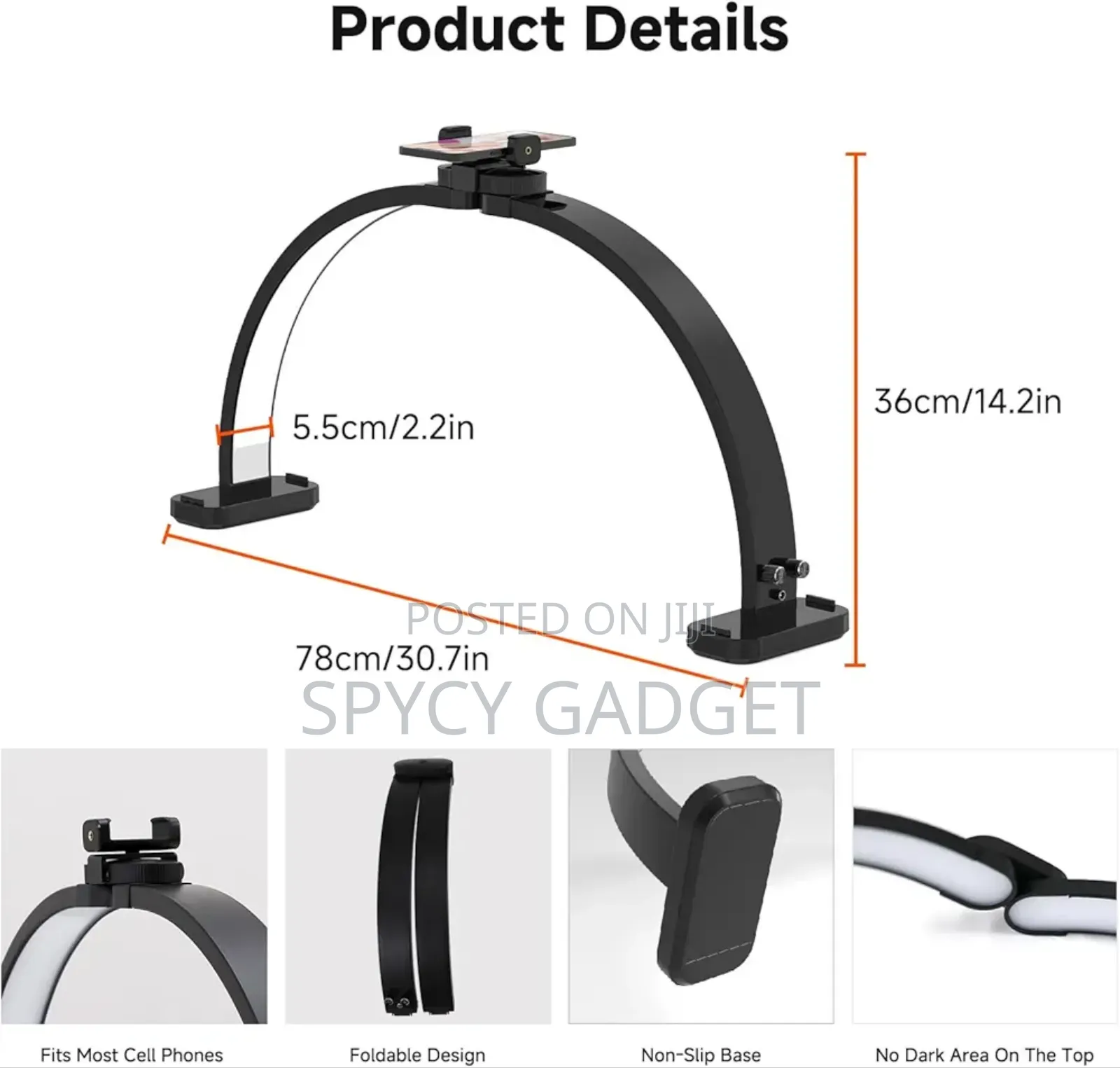 Desktop Foldable Half Moon Light For Manicure Nail Techs