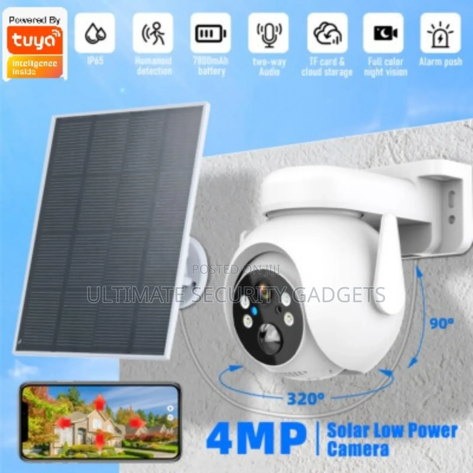 Wifi Tuya Smart Solar Powered Waterproof PTZ Speed Dome Camera
