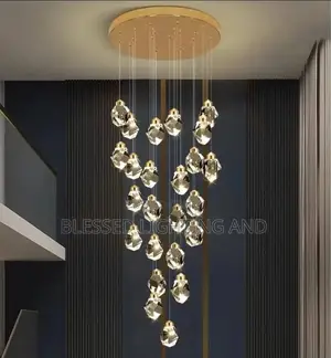Size 23 Drops Led Crystal Chandelier for Living Room, Staircase Light