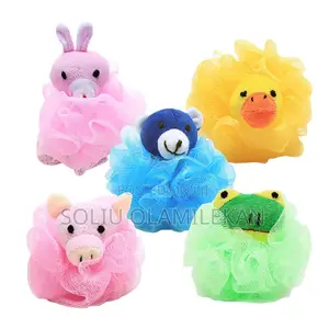 5pcs Animal Bath Sponge Pouf, Cartoon Bath