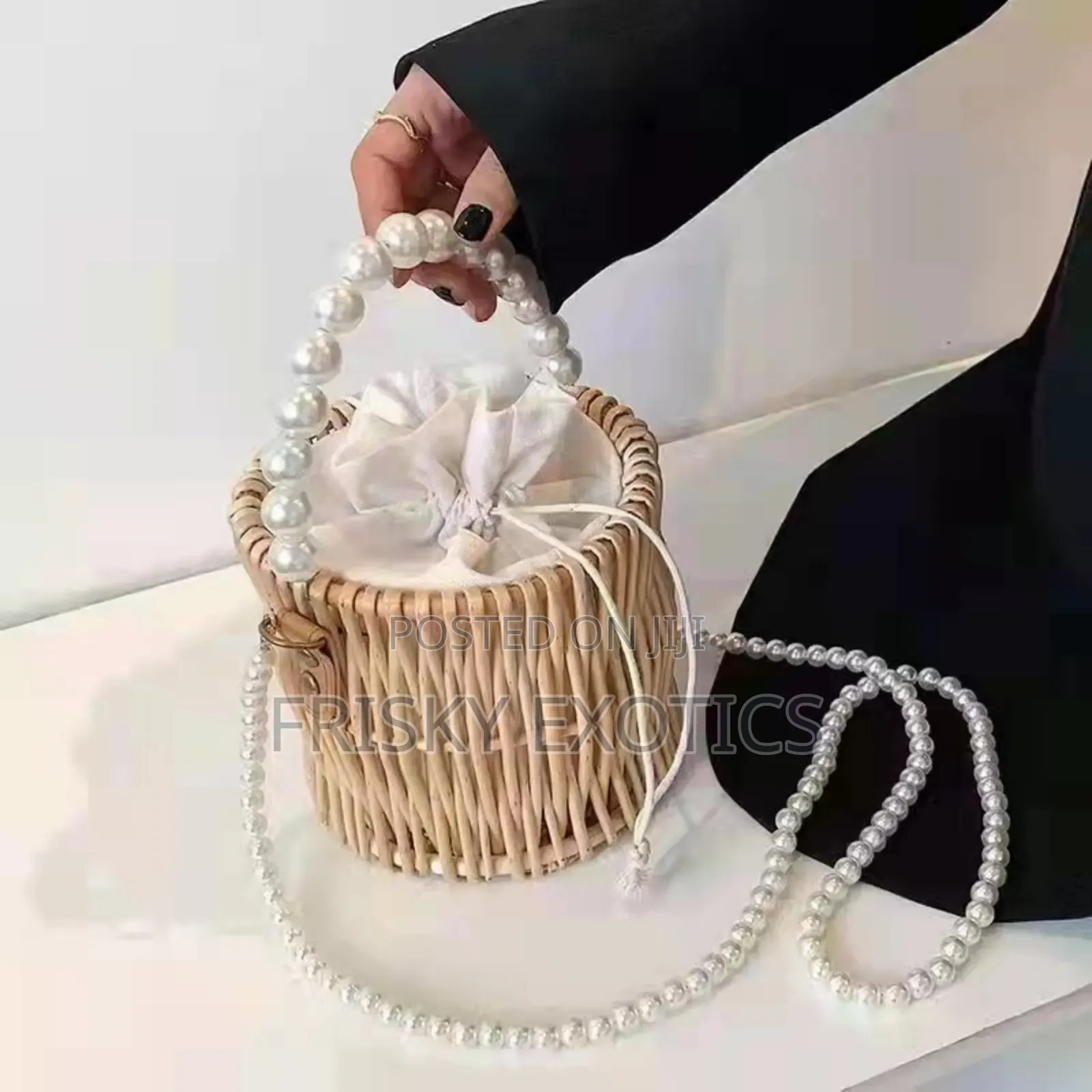 Beaded Woven Beach Bag