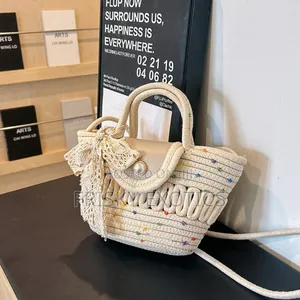 Dotted Rattan Beach Bags