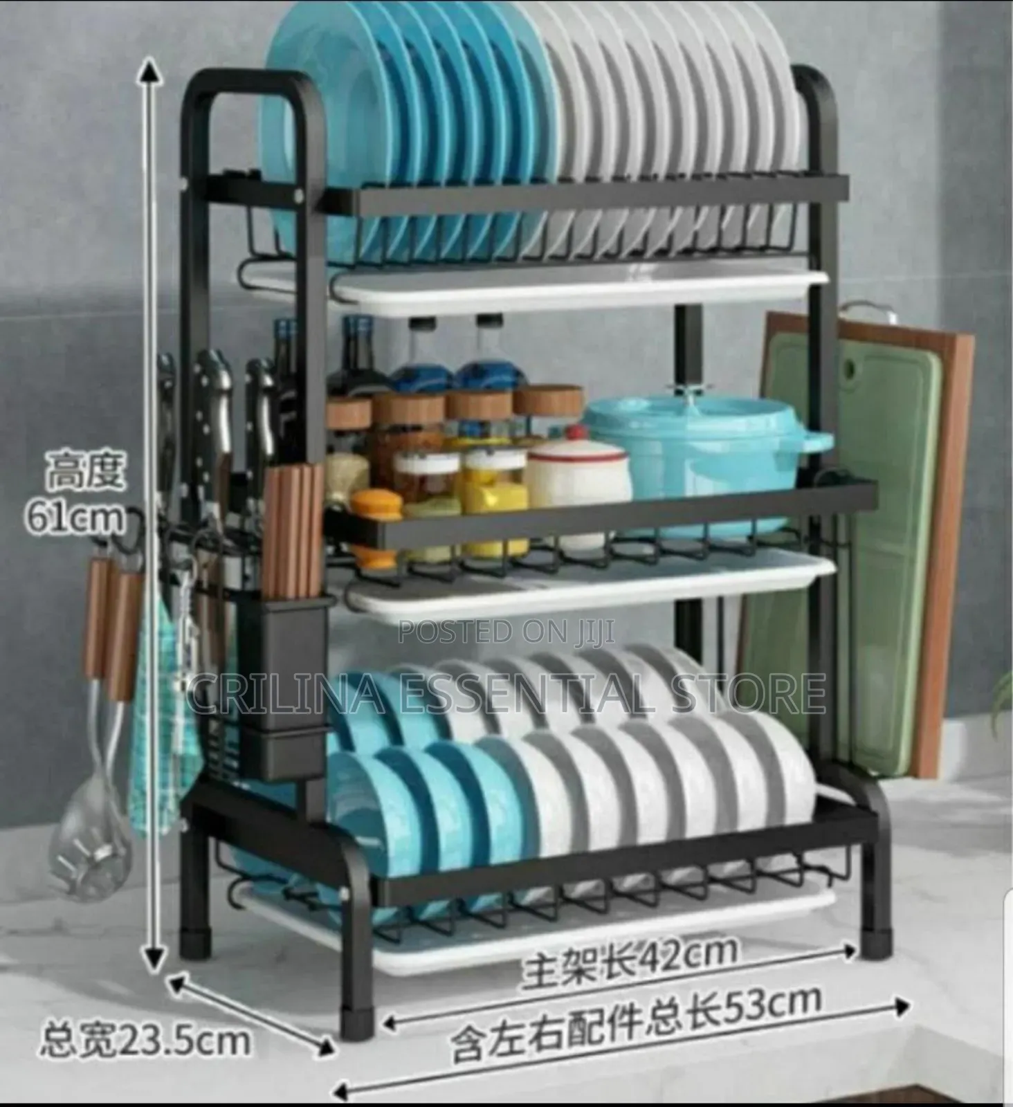 Plate Rack 3layers Pure Black
