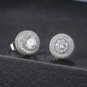 Exquisite Non Piercing Mens Stud Earring Gold and Silver