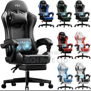 Ergonomic Gaming Chair With Footrest and Lumbar Massage Support