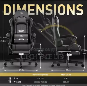 Ergonomic Gaming Chair With Footrest and Lumbar Massage Support