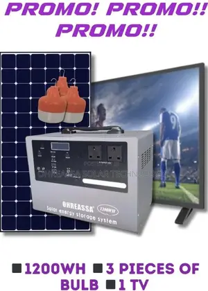 1200w Solar Generator With Free Television, Solarpanel , Fan &  3 Bulb